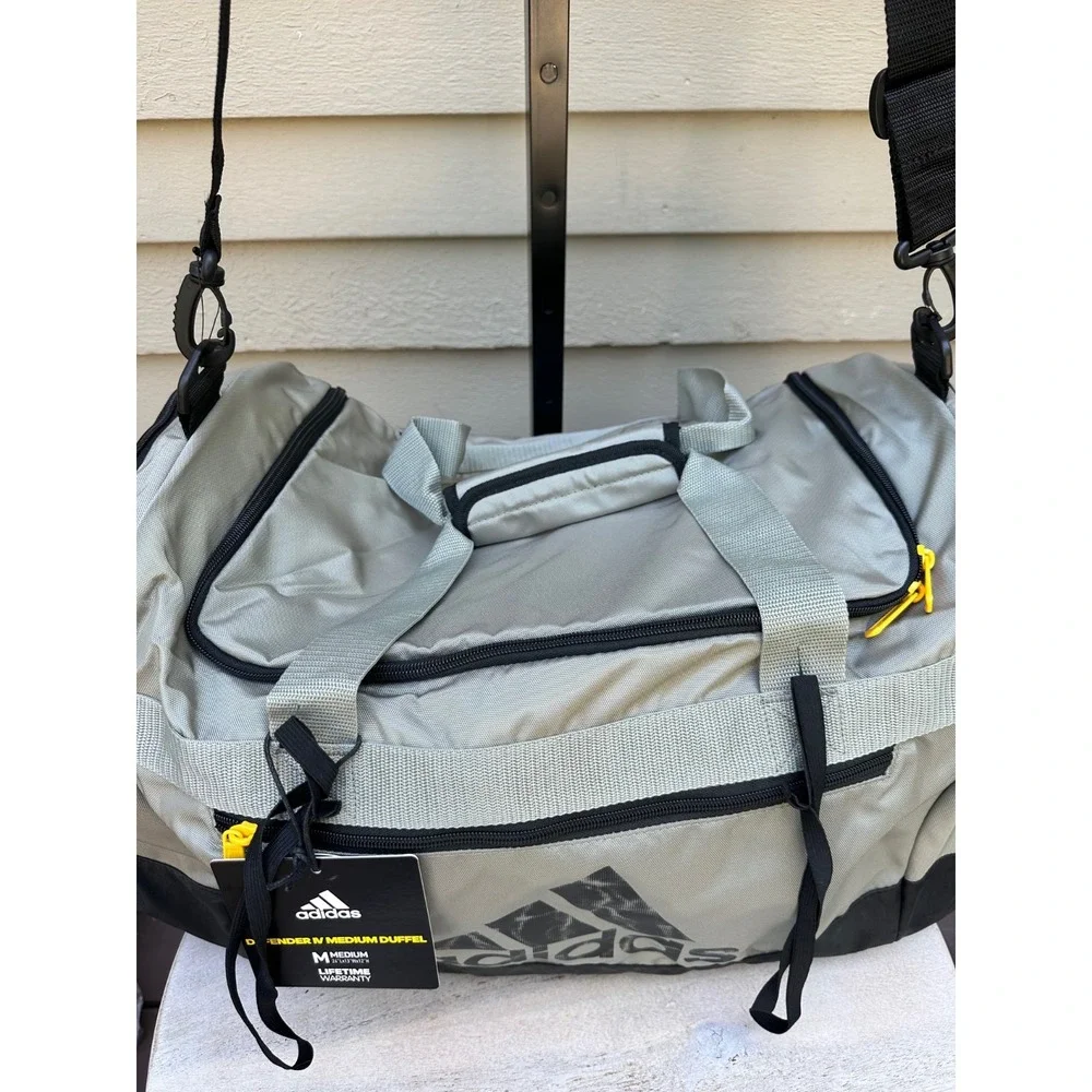 Adidas Defender IV Medium Gym Training Duffel Bag Silver Gray Padded Handles NWT